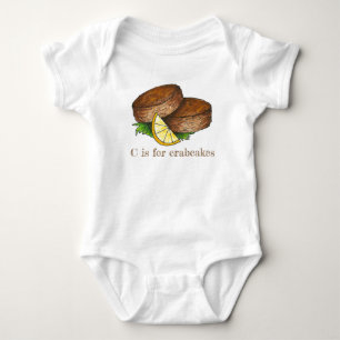 C is for Crabcakes Maryland Crab Cake Seafood Food Baby Bodysuit