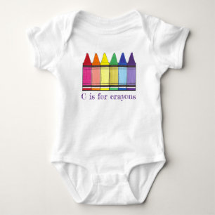 C is for Crayons Rainbow Art Crayon Colouring Baby Bodysuit