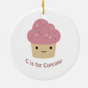 C is for cupcake ceramic tree decoration