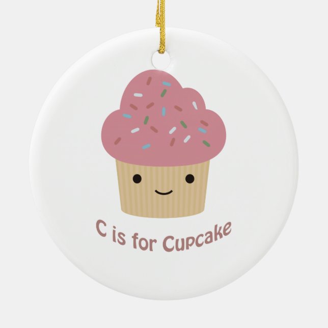 C is for cupcake ceramic tree decoration (Back)