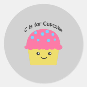 C is for Cupcake Classic Round Sticker