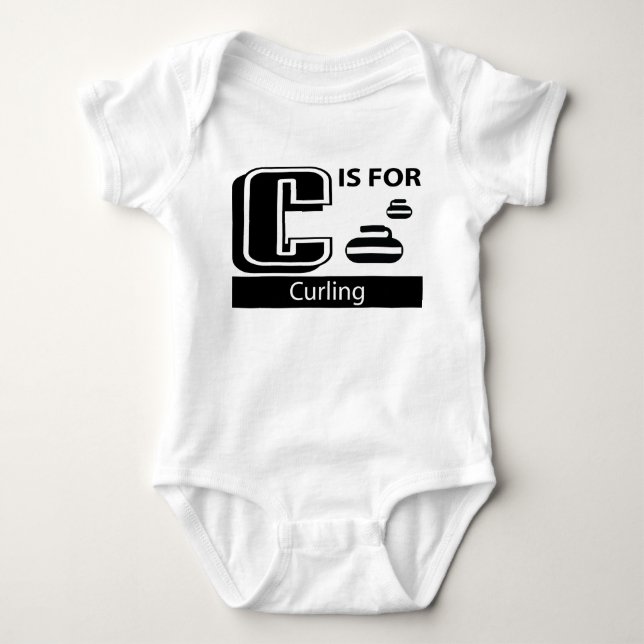 C Is For Curling Baby Bodysuit (Front)