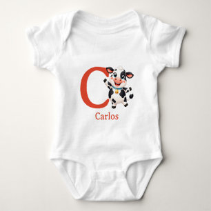 C is for Cute Cow Personalise Baby Bodysuit