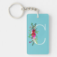 C Letter Initial Monogram Floral Custom Colour