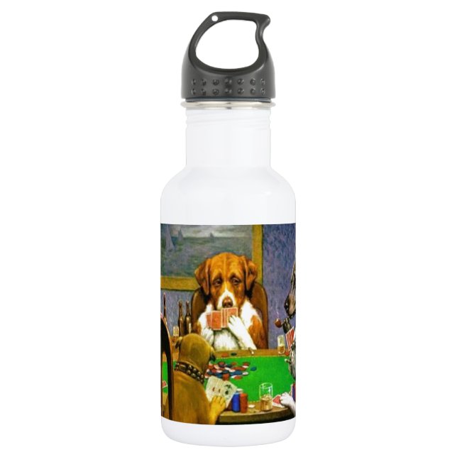 C. M. Coolidge Dogs Pets Poker Cards Humour Destin 532 Ml Water Bottle (Front)