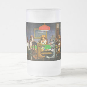 C. M. Coolidge Dogs Pets Poker Cards Humour Destin Frosted Glass Beer Mug