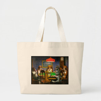 C. M. Coolidge Dogs Pets Poker Cards Humour Destin Large Tote Bag
