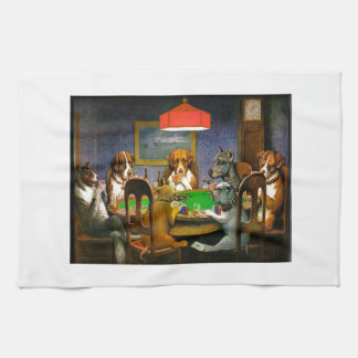 C. M. Coolidge Dogs Pets Poker Cards Humour Destin Tea Towel