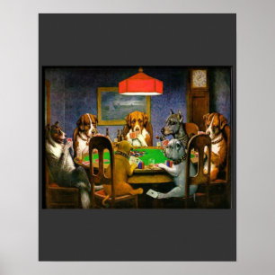 C. M. Coolidge Dogs Pets Poker Cards Humour Poster