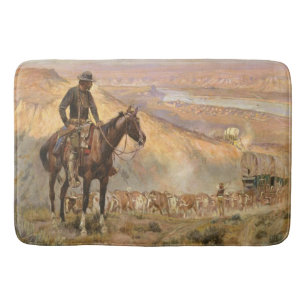 C M Russell Wagon Boss Vintage Western Cowboy Bath Mat