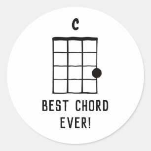 C Major Best Chord Ever Ukulele Lover Classic Round Sticker