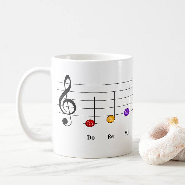 C Major Scale in Treble Clef Kids Music Literacy Coffee Mug (With Donut)