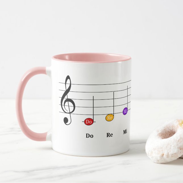 C Major Scale in Treble Clef Kids Music Literacy Mug (With Donut)