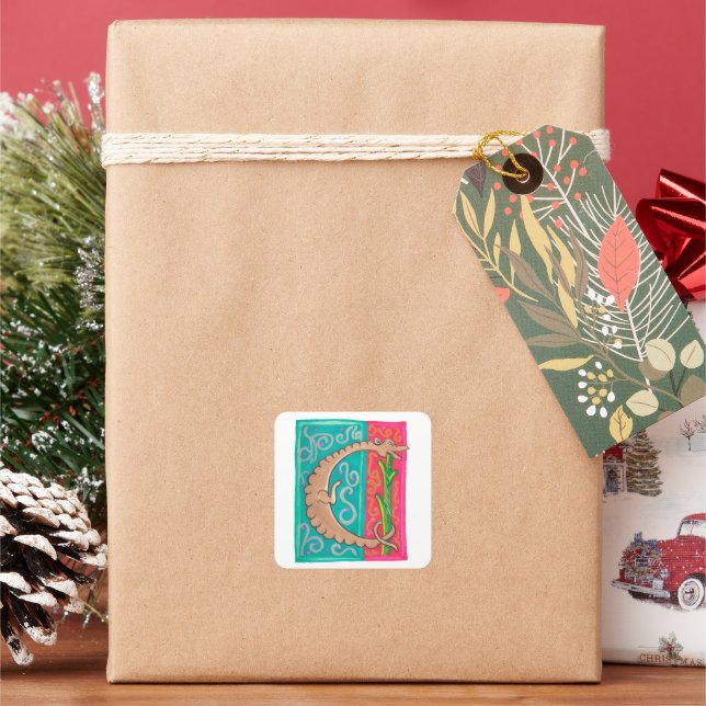 C - MINIATURE SQUARE STICKER (Holiday)