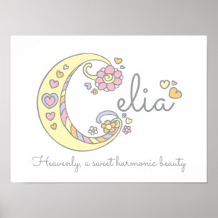 C monogram art Celia girls name meaning poster