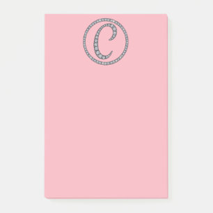 C Monogram bling ring Post-It note pad