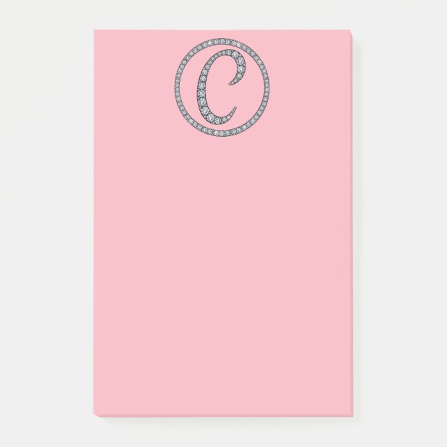 C Monogram bling ring Post-It note pad (Front)