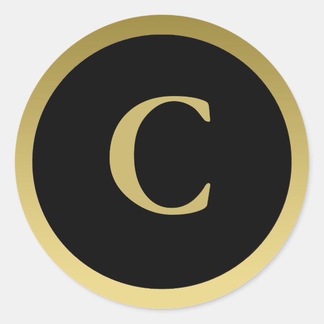 C :: Monogram C Elegant Gold and Black Sticker (Front)