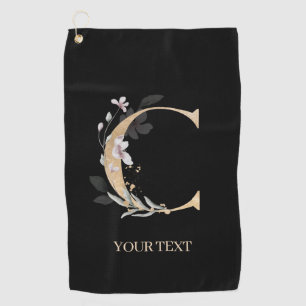 C Monogram Floral Personalised Golf Towel
