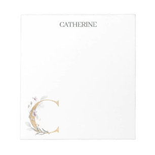 C Monogram Floral Personalized Notepad