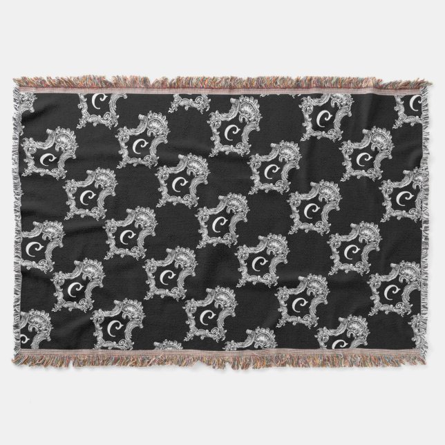 C Monogram Initial Throw Pillow Blanket (Front)