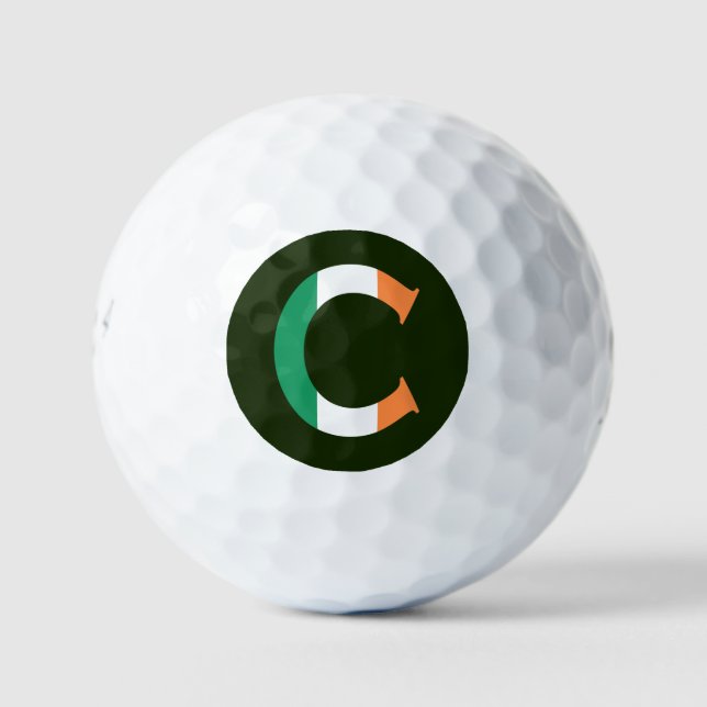 C Monogram overlaid on Irish Flag be6 gbcnt Golf Balls (Front)