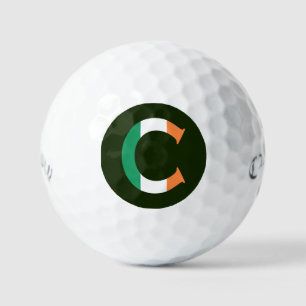 C Monogram overlaid on Irish Flag css gbcnt Golf Balls