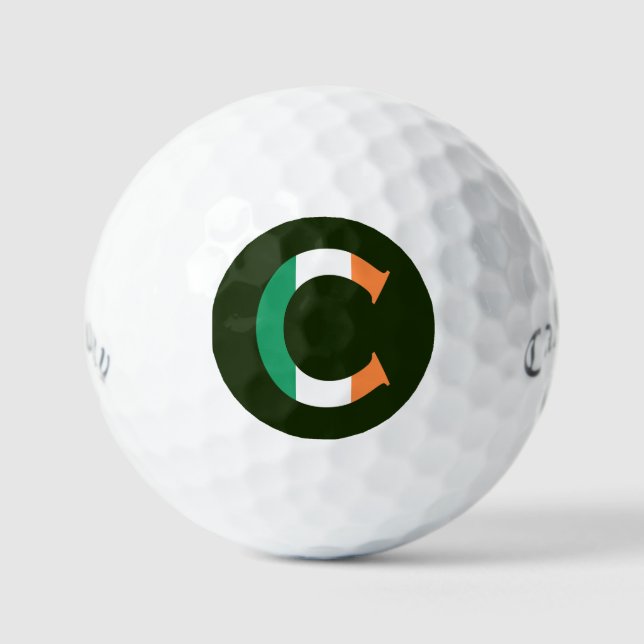 C Monogram overlaid on Irish Flag css gbcnt Golf Balls (Front)