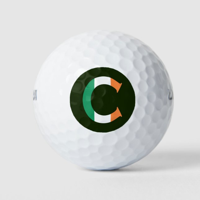 C Monogram overlaid on Irish Flag wu gbcnt Golf Balls (Front)