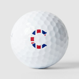 C Monogram overlaid on Union Jack Flag be6 gbcnt Golf Balls