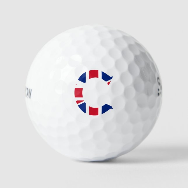 C Monogram overlaid on Union Jack Flag ssf gbt Golf Balls (Front)