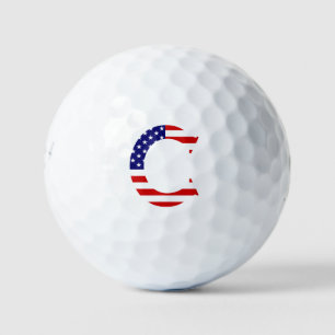 C Monogram overlaid on USA Flag be6 gbcnt Golf Balls