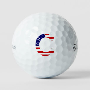 C Monogram overlaid on USA Flag tmtp5 gbcnt Golf Balls