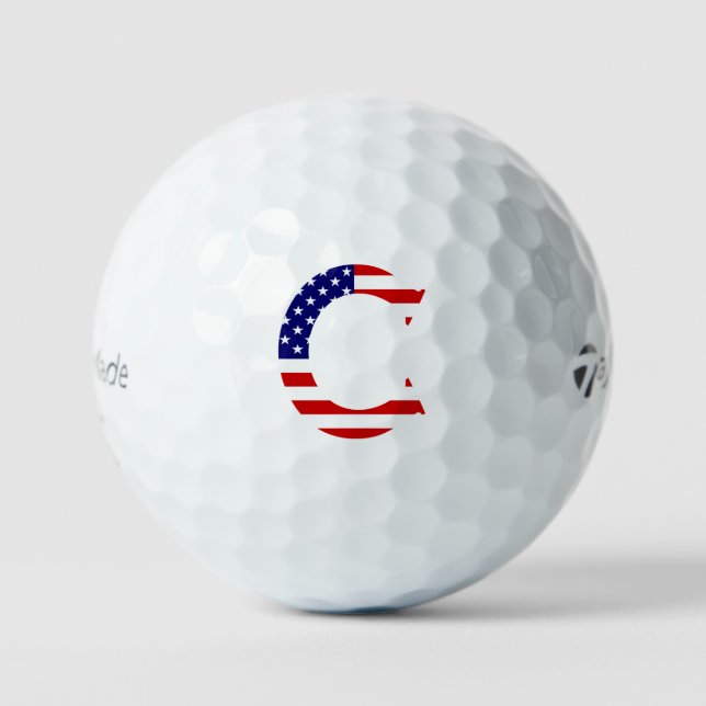 C Monogram overlaid on USA Flag tmtp5 gbcnt Golf Balls (Front)