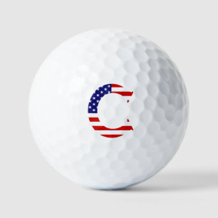 C Monogram overlaid on USA Flag va gbcnt Golf Balls