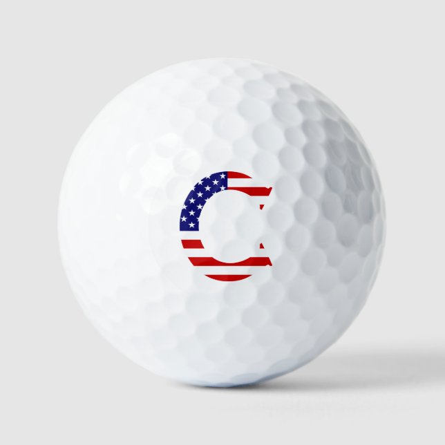 C Monogram overlaid on USA Flag va gbcnt Golf Balls (Front)