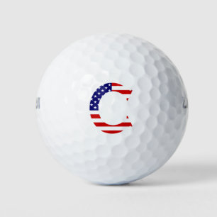 C Monogram overlaid on USA Flag wu gbcnt Golf Balls