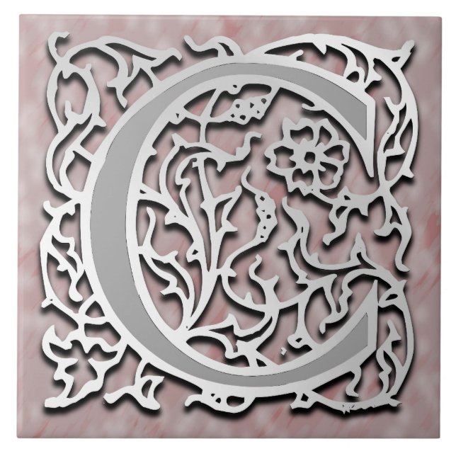 C Monogram "Silver Stone" Ceramic Tile (Front)