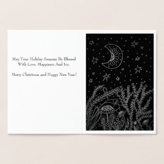 C Moon, Flowers, Dreams, Magic Christmas Foil Card
