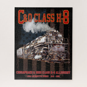 C&O Class H-8 Allegheny Locomotive - American flag Jigsaw Puzzle