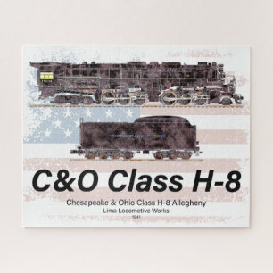C&O Class H-8 Allegheny Locomotive - American flag Jigsaw Puzzle