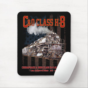 C&O Class H-8 Allegheny Locomotive - American flag Mouse Mat