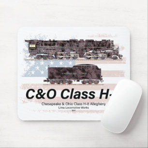 C&O Class H-8 Allegheny Locomotive - American flag Mouse Mat