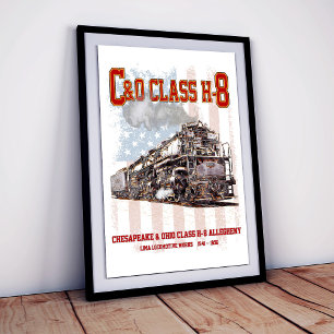 C&O Class H-8 Allegheny Locomotive - American flag Photo Print