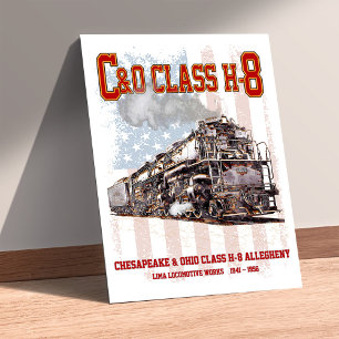 C&O Class H-8 Allegheny Locomotive - American flag Poster