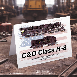 C&O Class H-8 Allegheny Locomotive - American flag Thank You Card
