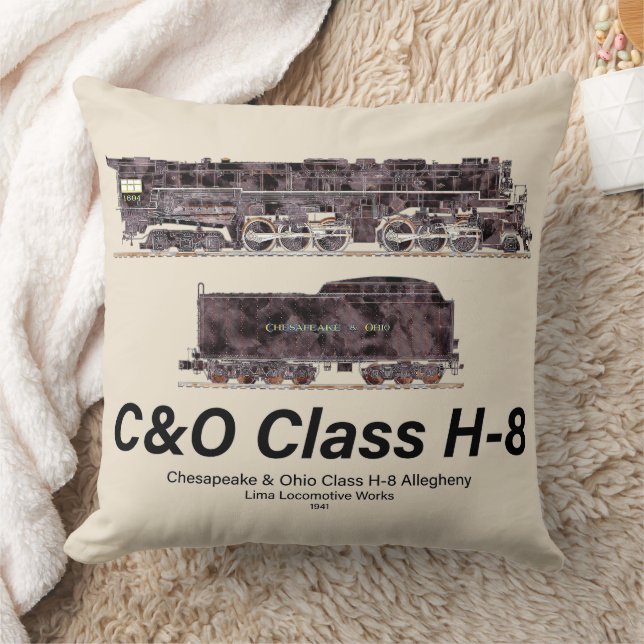 C&O Class H-8 Allegheny Steam Locomotive Profile Cushion (Blanket)