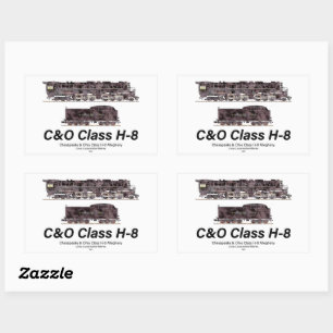 C&O Class H-8 Allegheny Steam Locomotive Profile Rectangular Sticker