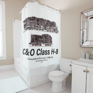 C&O Class H-8 Allegheny Steam Locomotive Profile Shower Curtain