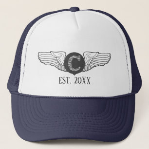 C Personalised Monogram Aviation Pilot Wings Trucker Hat